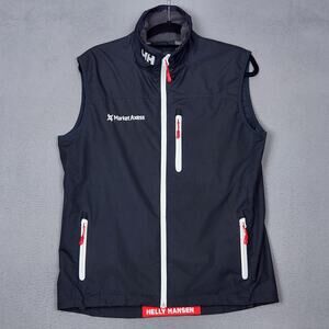 Helly Hansen Vest Mens Medium Black Windbreaker Softshell Sleeveless Outdoor Zip